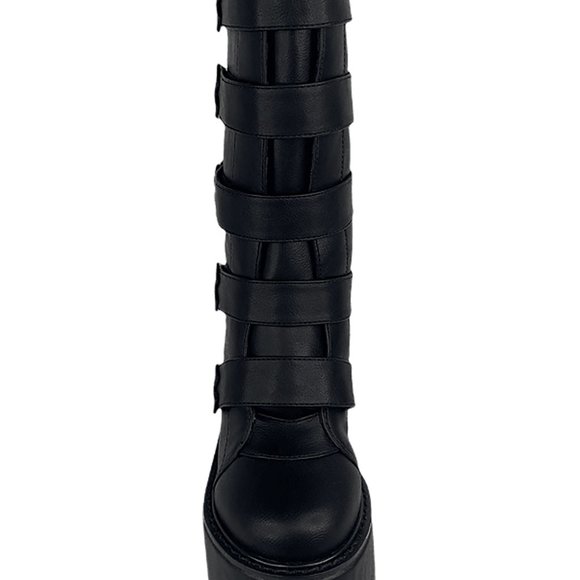 YRU Dune Strapped X Platform Boots in Blackout - Picture 4 of 5